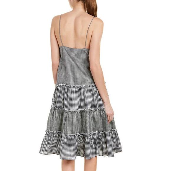 N NICHOLAS Gingham Ruffle Tiered Midi Dress Sweetheart Sleeveless Plaid Sundress - Picture 2 of 12